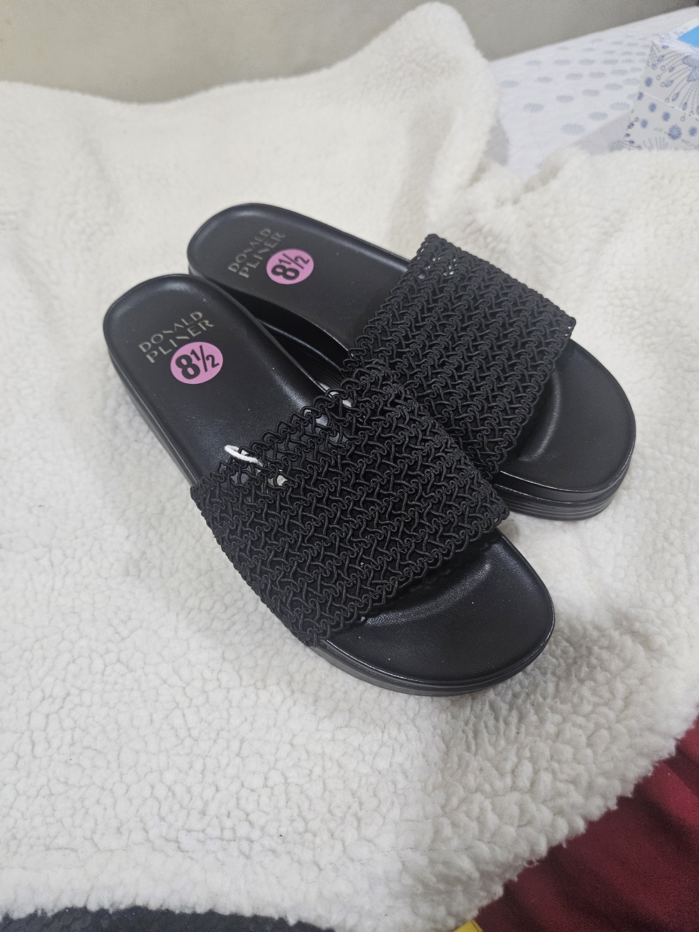 Donald J. Pliner Black Braided Slide Sandals - Women's 8.5